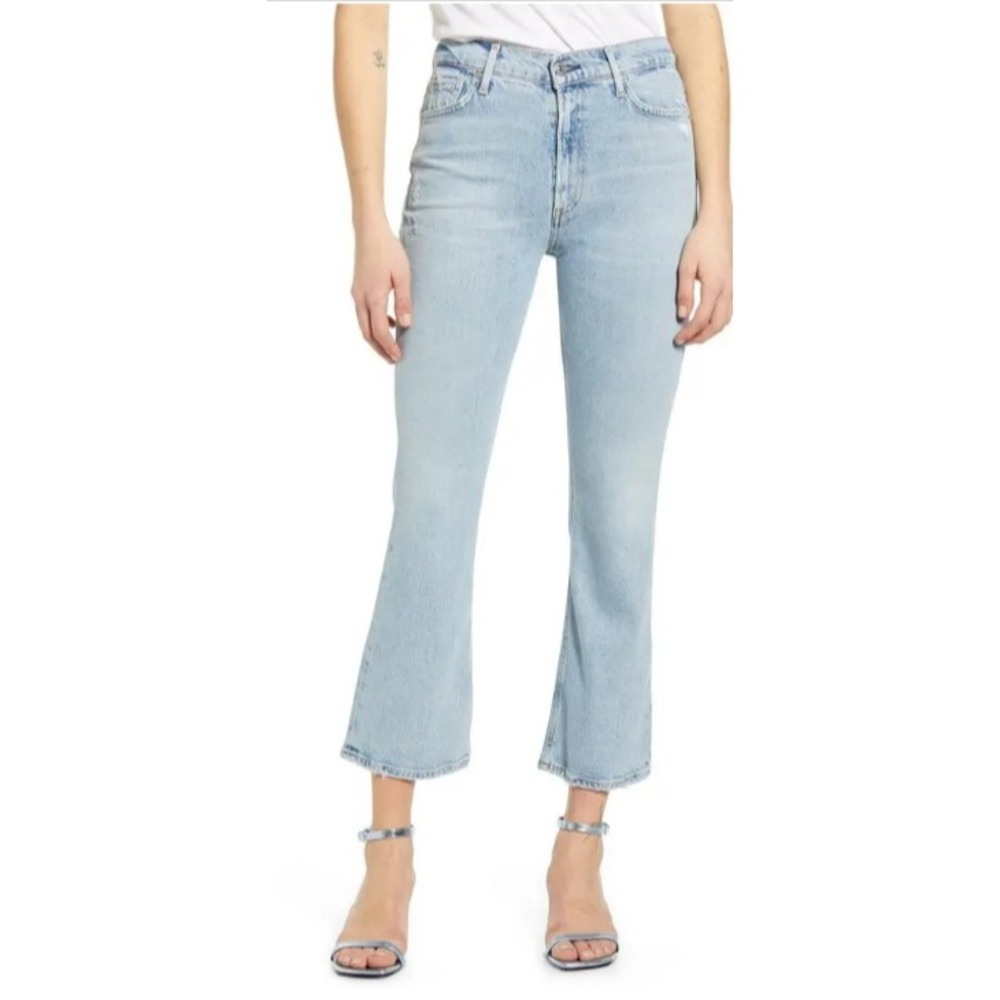 Citizens of Humanity Demy Cropped Flare Distressed Light Wash‎ Denim Jeans Sz 28